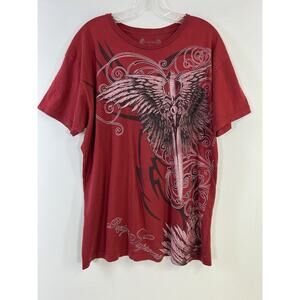 VTG Carbon Black T Shirt Mens XL Red Short Sleeve Grunge Goth Affliction Y2K